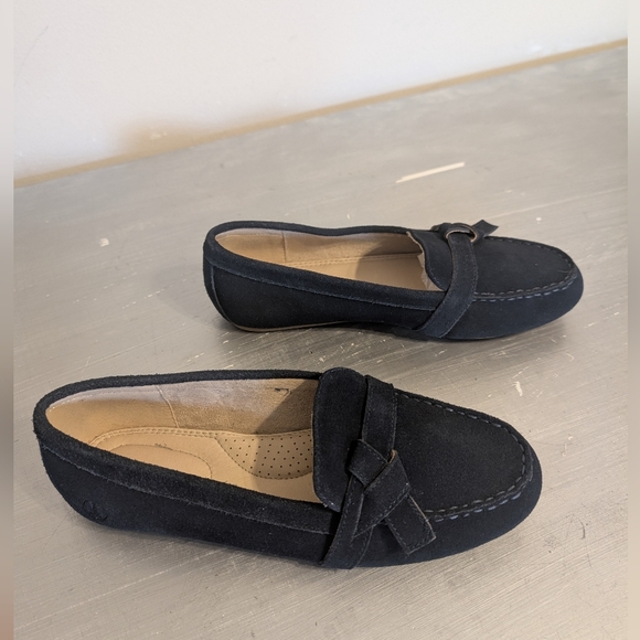 Lands End Navy Blue Suede Leather Slip On Loafer with Knot Accent Size 7 B US - Picture 8 of 15